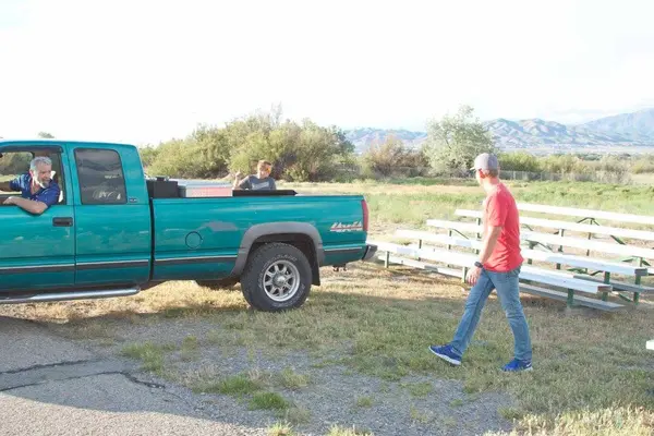 Wendell hooks up for the bleacher rodeo!