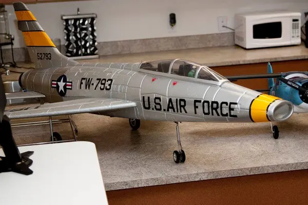Milt's FlyFly F-100F model with 90mm 12-bladed fan. Has retracts and uses a 6-cell 5000mah battery. Has one flight on it, and was very nose heavy. It has the same tail number as Milt's full scale airplane he flew on combat missions in Vietnam.