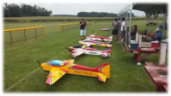 Flight line at a practice field.