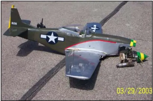 “Warbird’s” P-51 after the collision . NO I have no clue how he got it back on the ground with so little