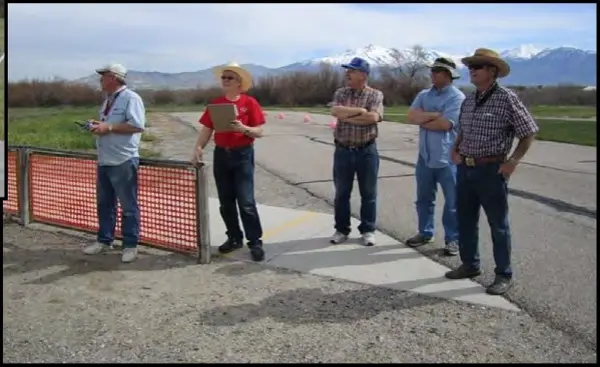 Fun Fly Participants on Flight Line— Roger, Russ, Lynn, Paul, Elwyn, Jim is missing from photo