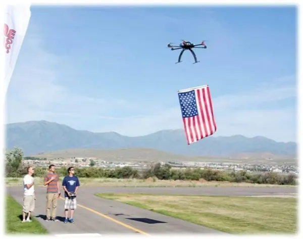 Flag raising, UVA style! Brandon Reimschiissel flies his big hexa-copter