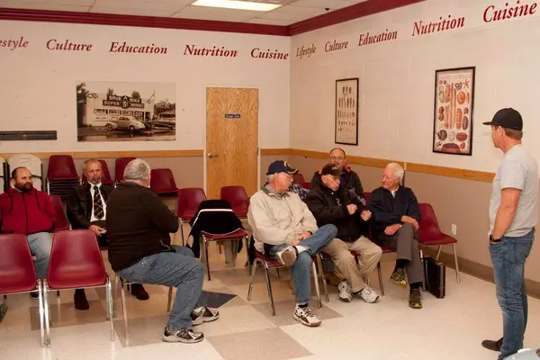 Meeting room at Macey's waiting to get started.